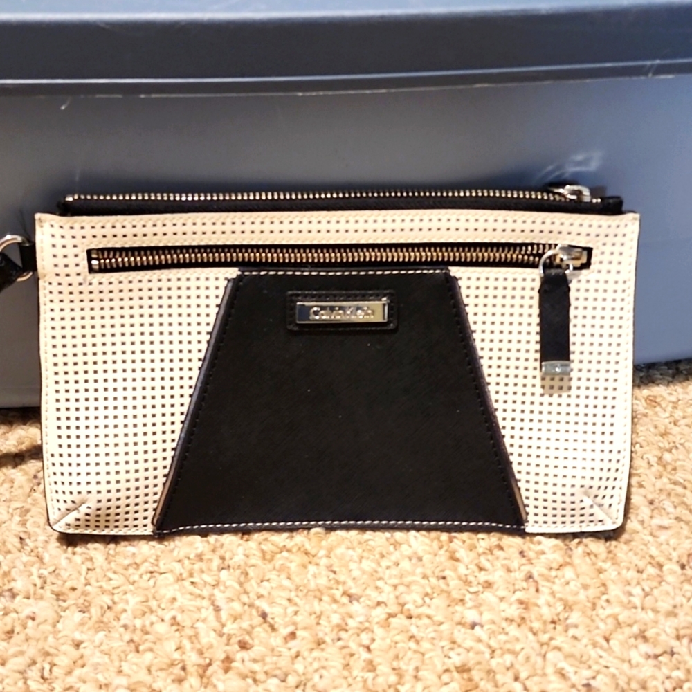 Calvin Klein Black and White Wristlet Wallet